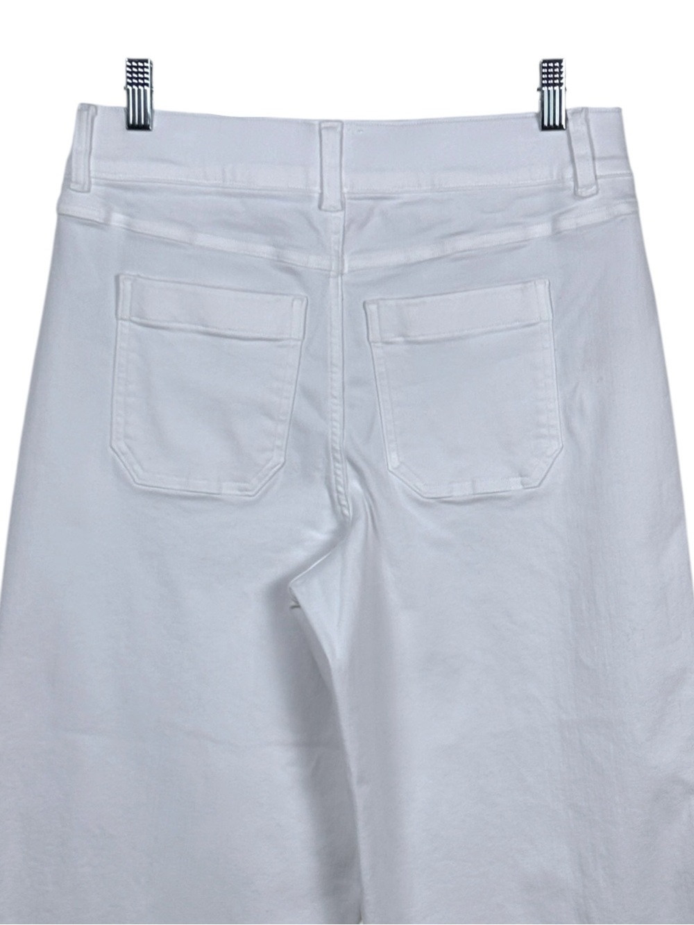 SPANX Supersmooth White Stretch Twill Cropped Wide Leg Pants Patch Pockets L - Picture 8 of 16